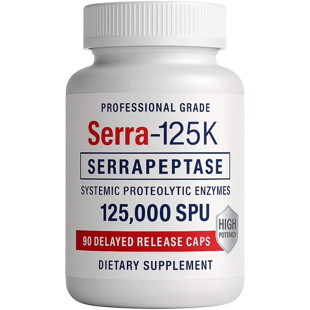 iEnzymes Serra-125K capsule closeup showing high potency enzyme in a compact form