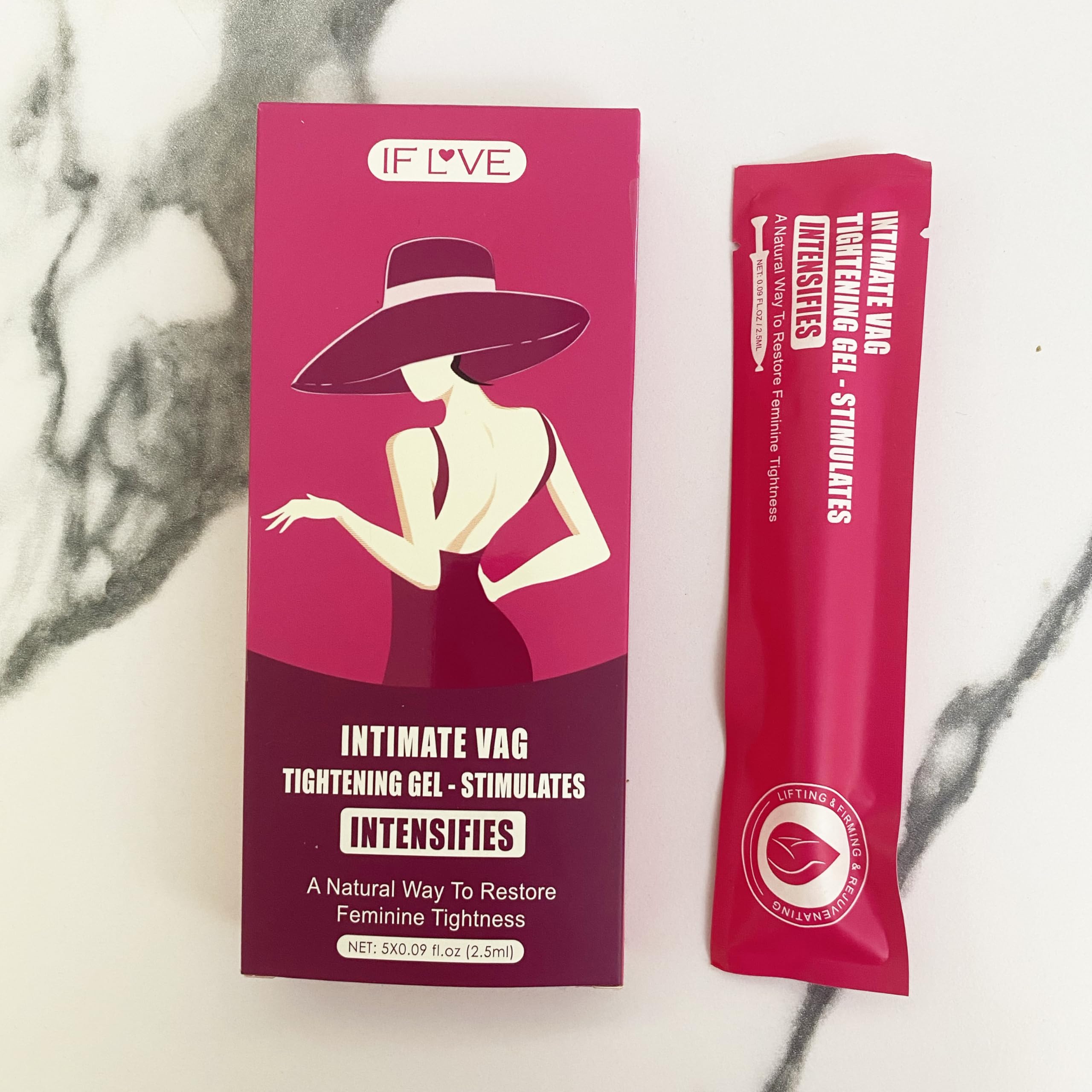 IF L VE feminine firming gel private-delivery packaging image for discreet shipping.