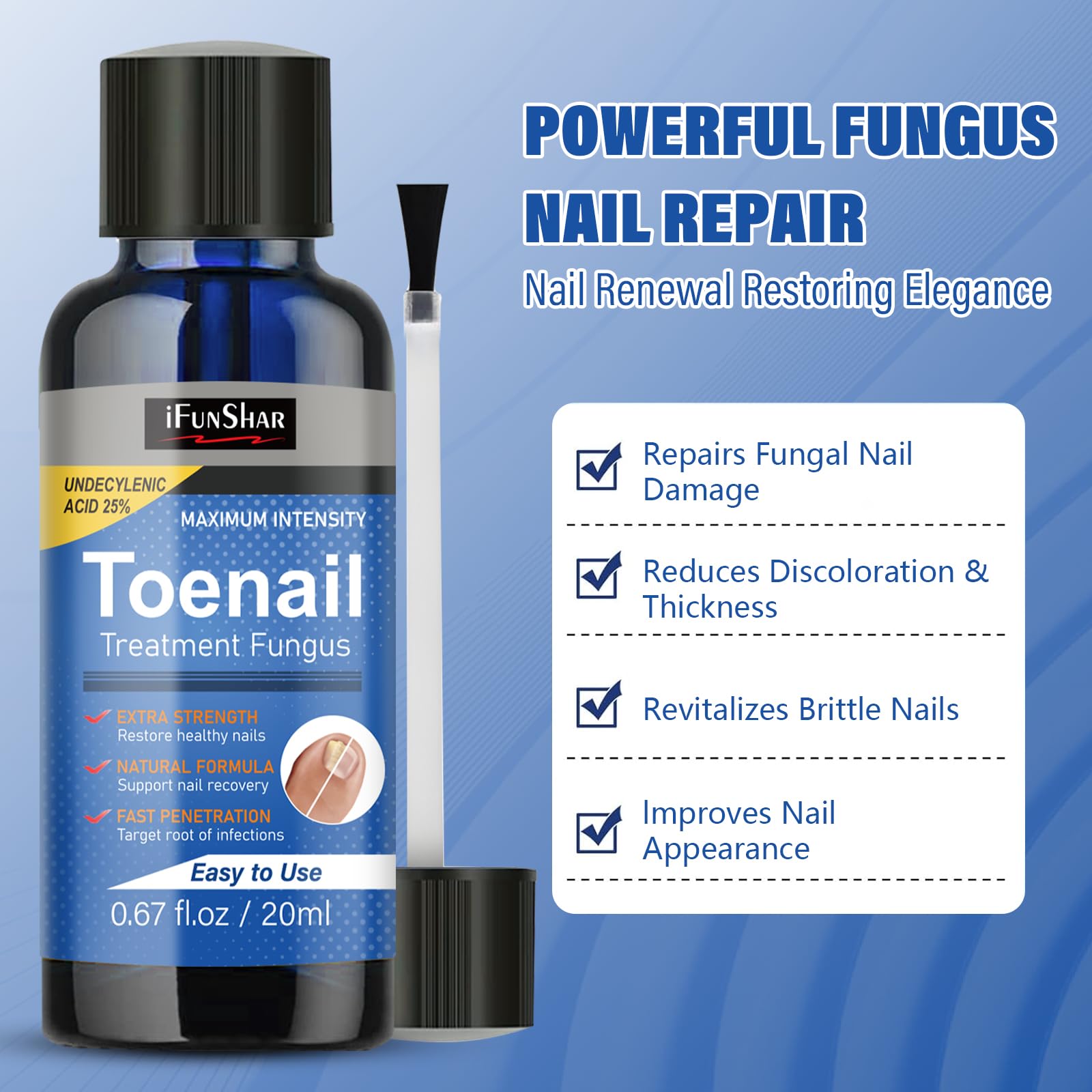 Thick nails treated with IFUNSHAR care for smoother appearance