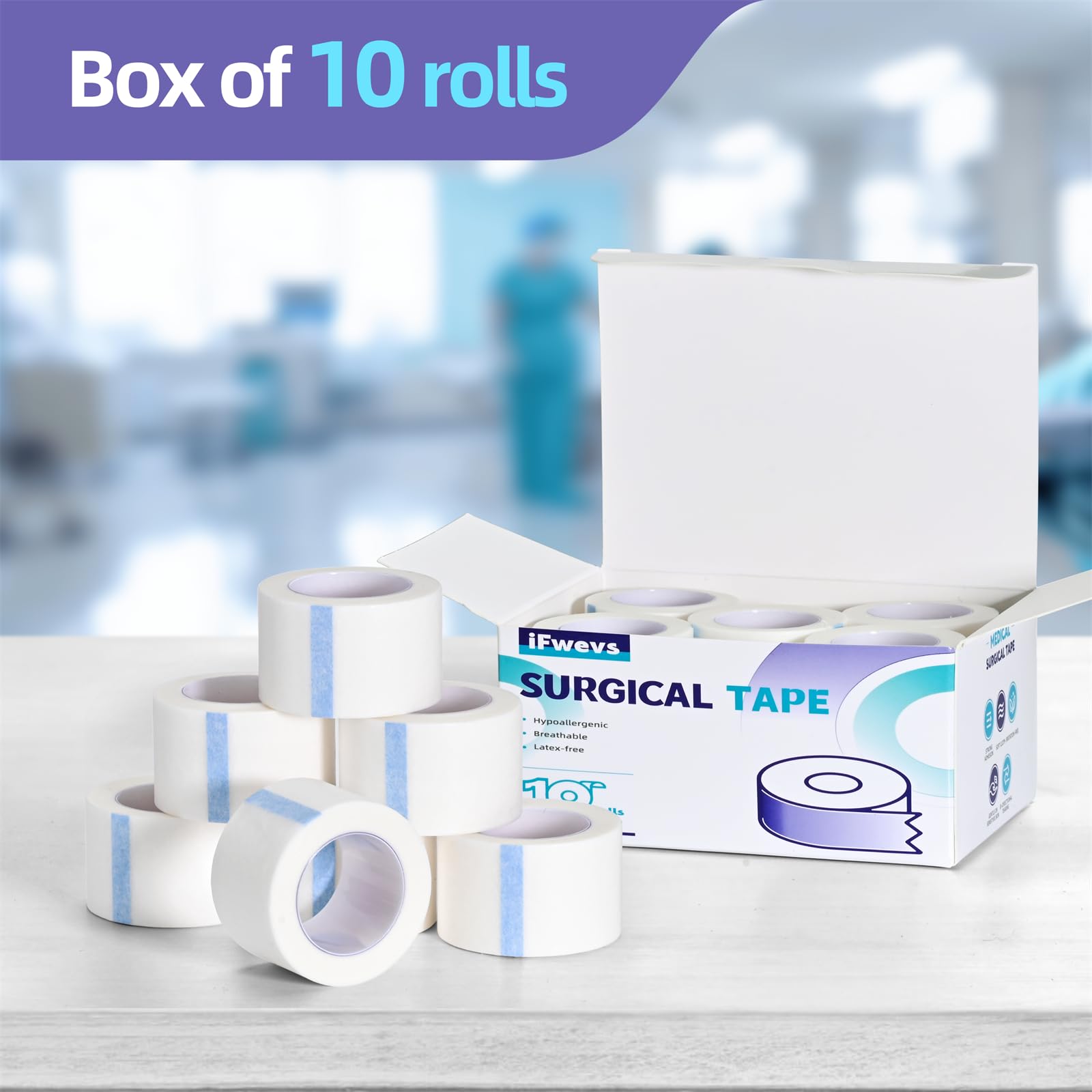 iFwevs cinta de papel para fijar apósitos, con material transpirable.
