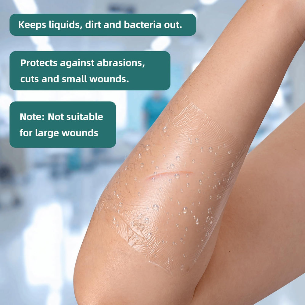 iFwevs waterproof film dressing applied on skin provides barrier during showers