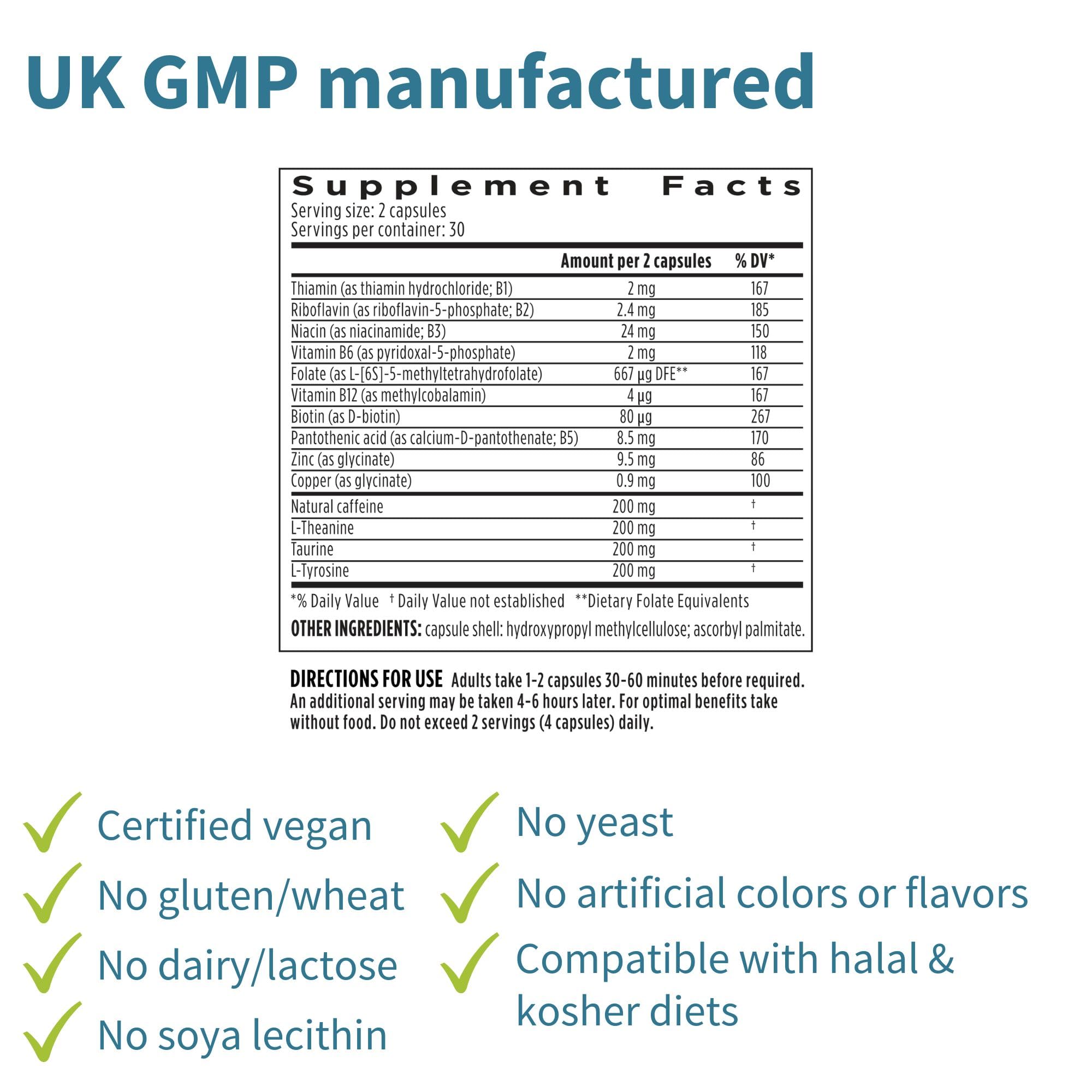 Igennus Focus label information confirms vegan, hypoallergenic formulation.