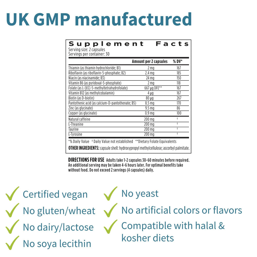 Igennus Focus label information confirms vegan, hypoallergenic formulation.