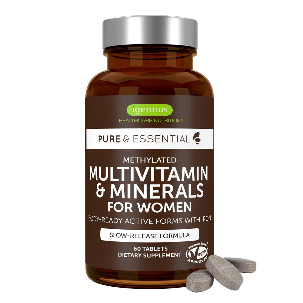 Igennus high potency methylated multivitamin for women bottle front supports daily energy