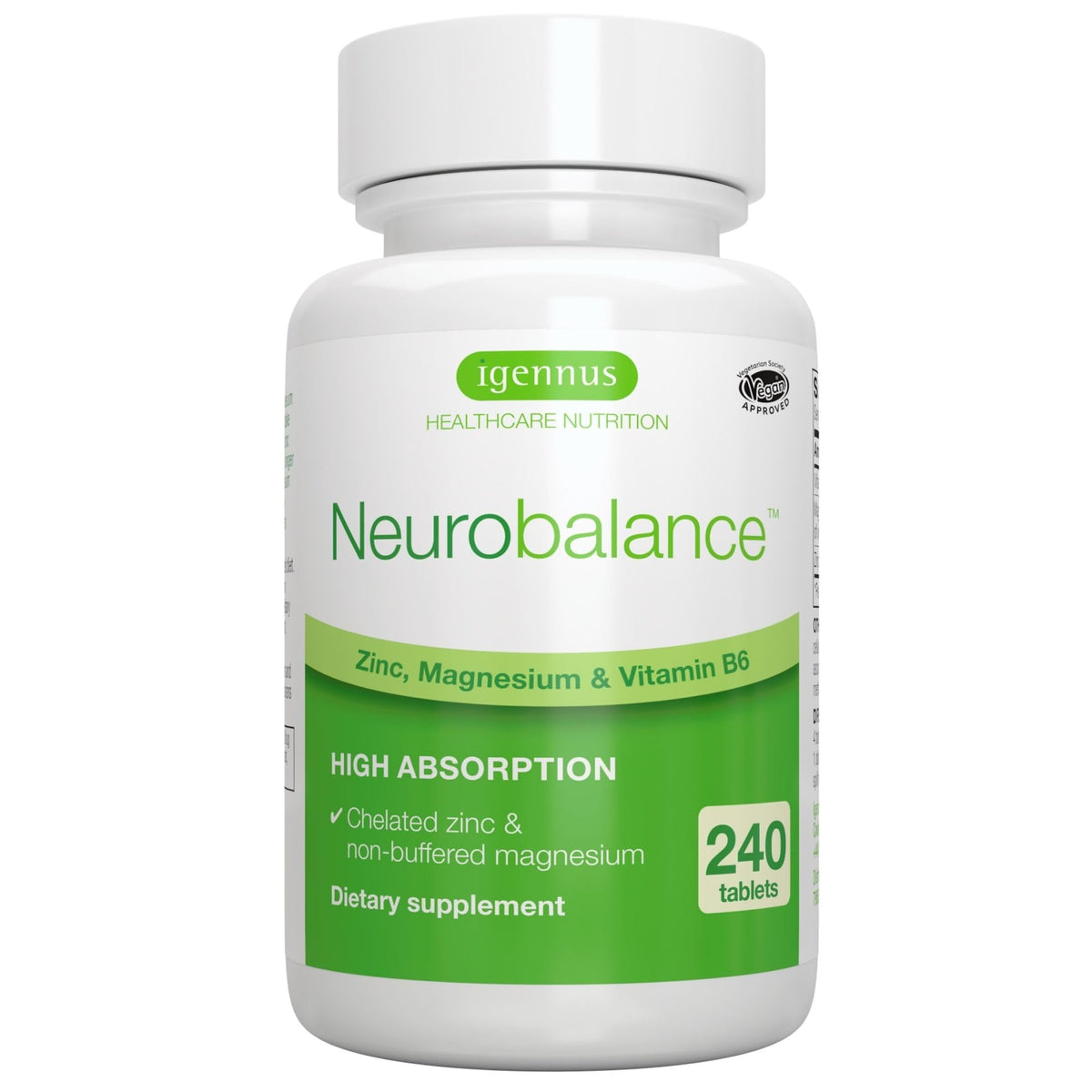 Igennus Neurobalance bottle front view for everyday cognitive support.