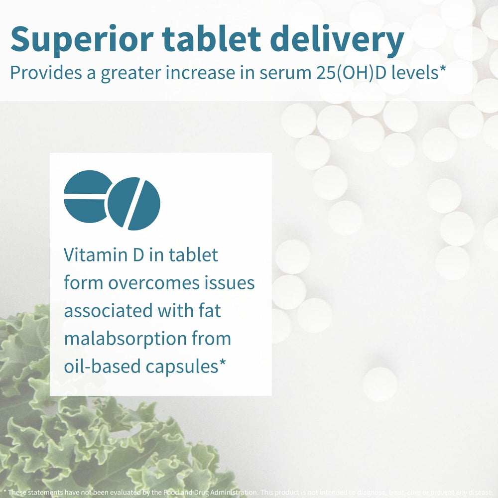 Igennus Plant-based D3 1000IU odourless tablets ideal for sensitive digestion.