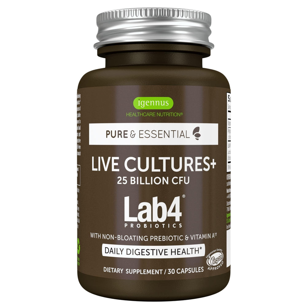 Igennus Probiotics & Prebiotic bottle, convenient daily capsules for gut health