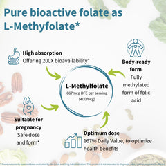 Igennus Pure Methyl Folate ingredients label shows vegan, non-GMO formula