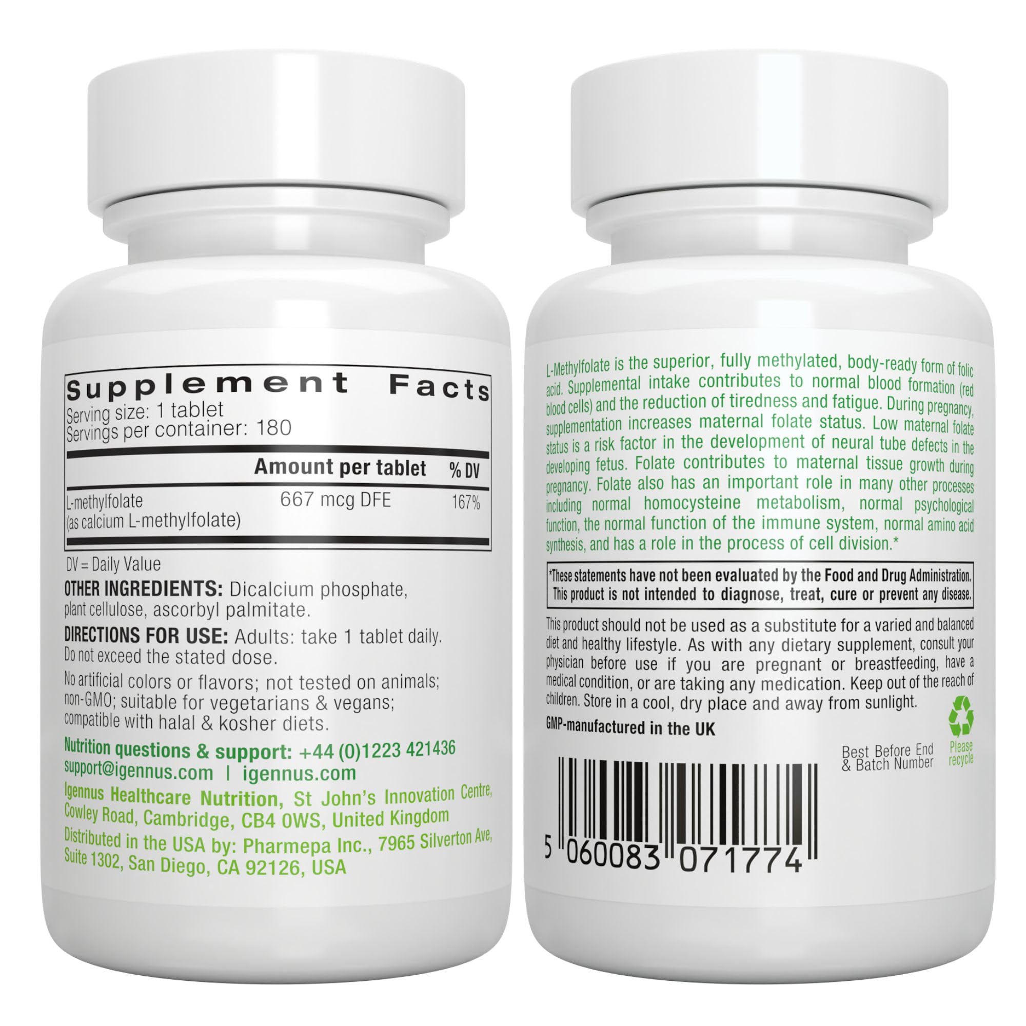 Igennus Pure Methyl Folate lab-verified badge signals high quality