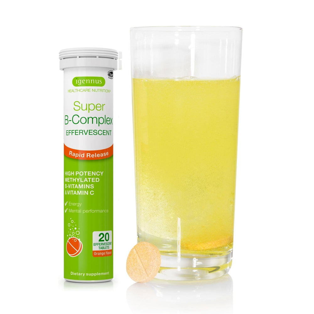 Igennus Super B-Complex methylated liquid vitamins for quick energy support.