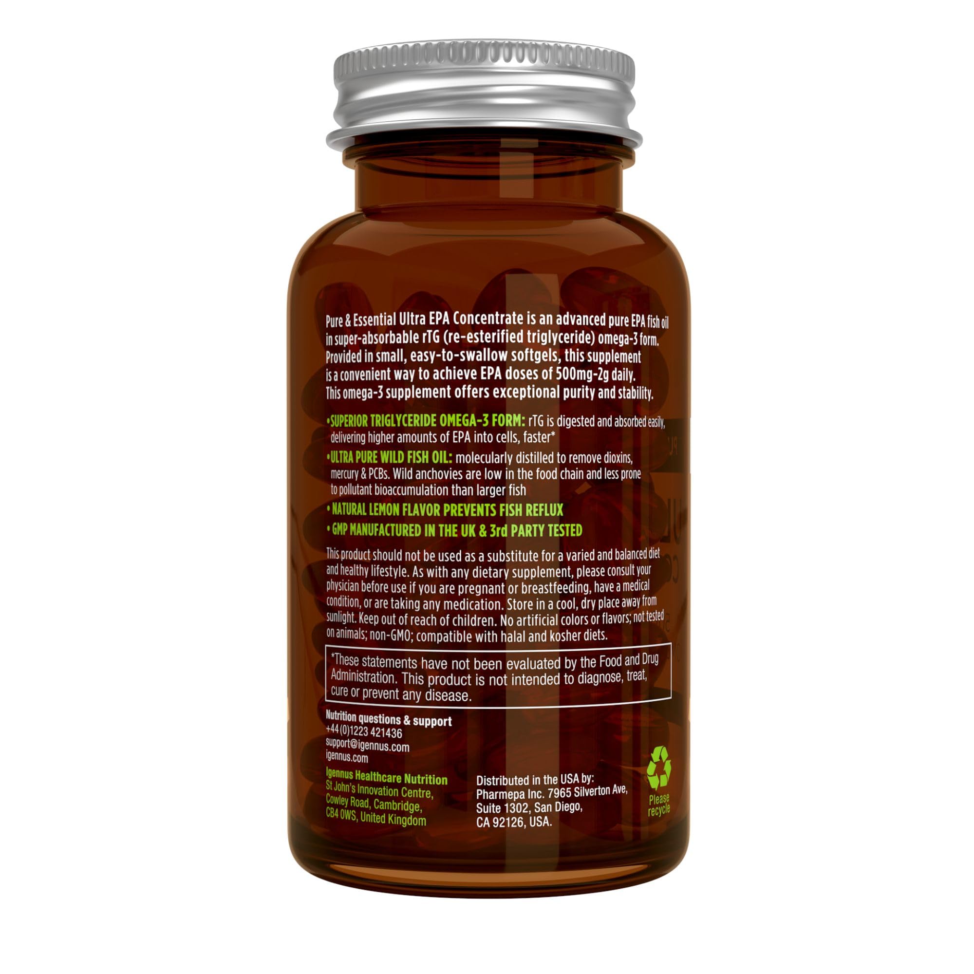 Igennus Ultra Pure Omega-3 EPA 500mg IFOS certification badge