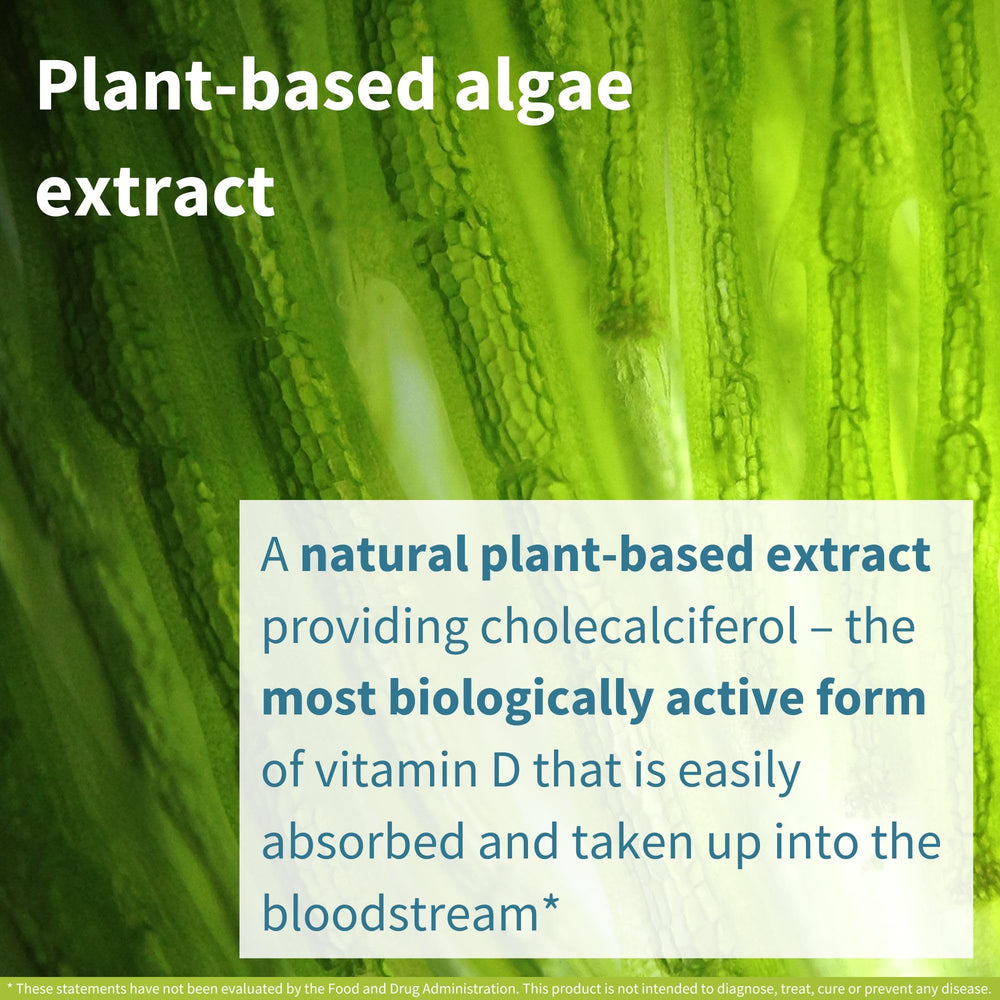 Igennus Vegan Algae D3 1000IU daily-dose concept for year-round use.