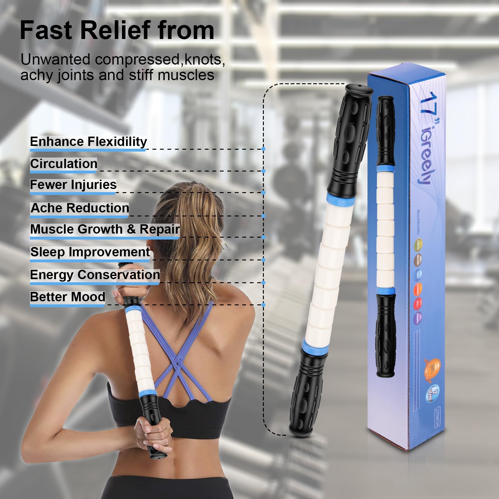 iGreely muscle roller supports workout recovery and flexibility after exercise