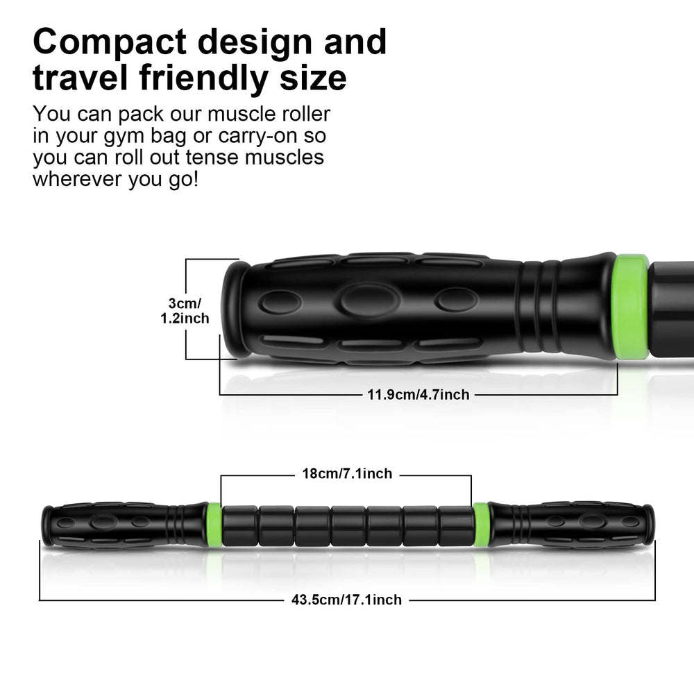 iGreely roller core with seven rollers targets major muscle groups for deep tissue work.