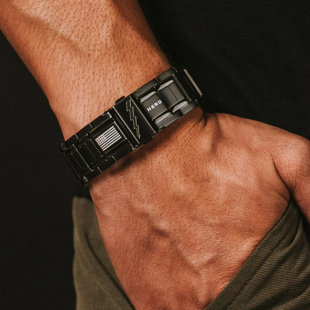 iHeartDogs titanium magnetic bracelet front view highlights sleek, durable wear for daily use