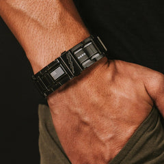 iHeartDogs titanium magnetic bracelet front view highlights sleek, durable wear for daily use