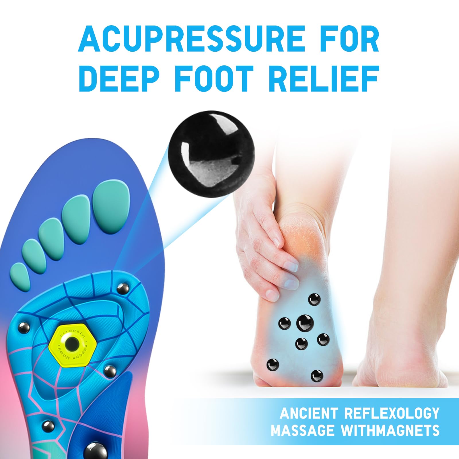 Ihuiniya insoles with adaptive arch support stabilize feet for flat arches.