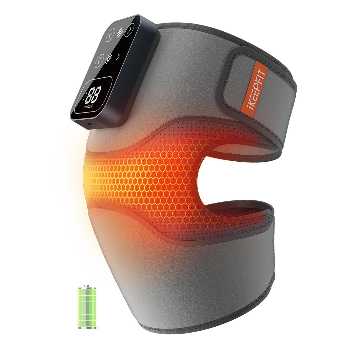 IKEEPFIT MAXwarm 4.0 knee massager front view, cordless for on the go relief.