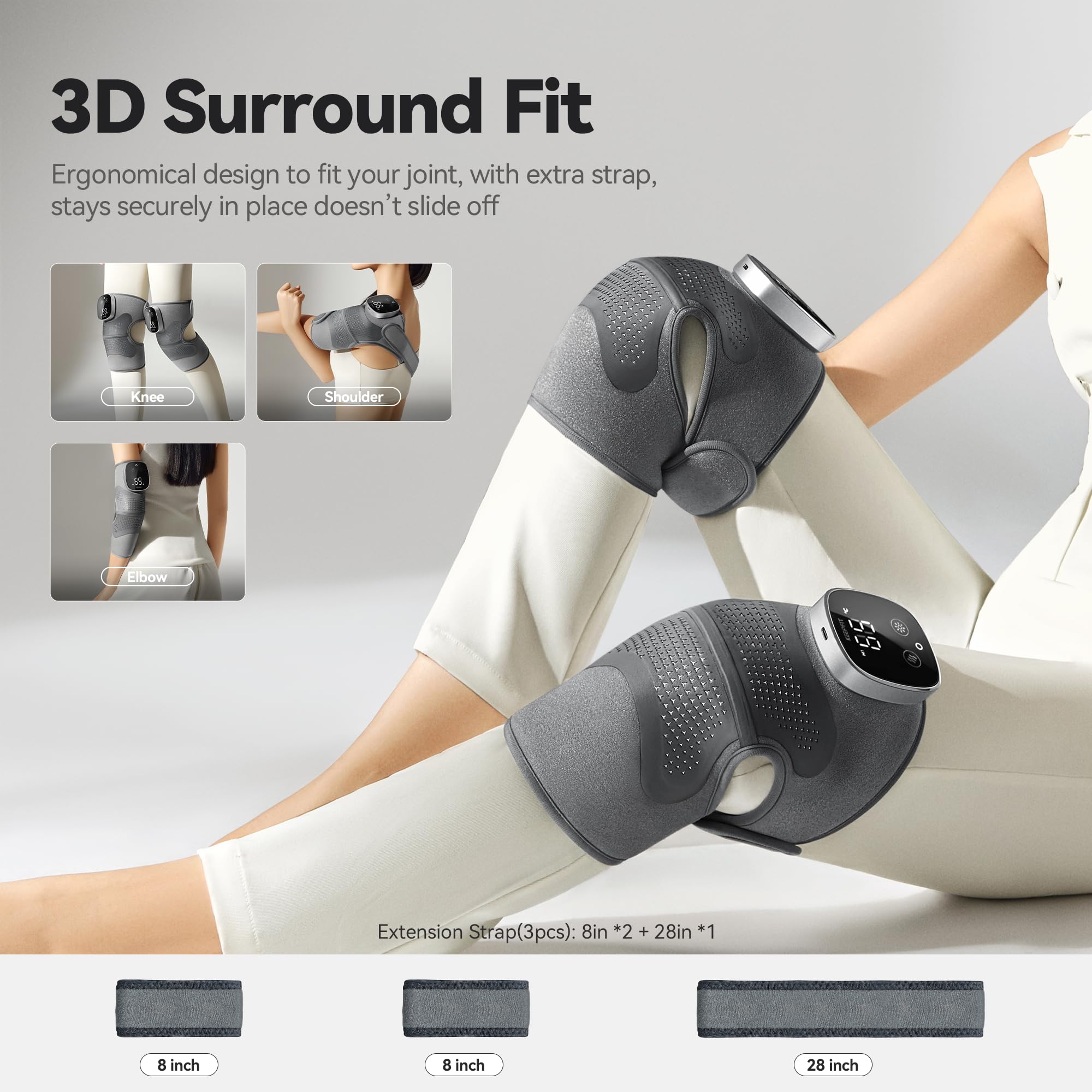 IKEEPFIT includes two 8-inch extensions and a 28-inch strap for fit variety.