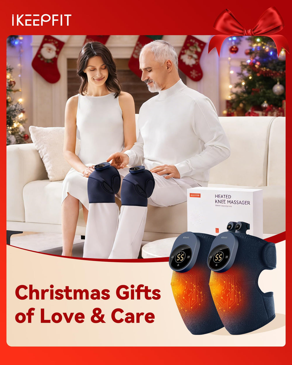 IKEEPFIT knee massager heat level controls enable customized warmth during activity.