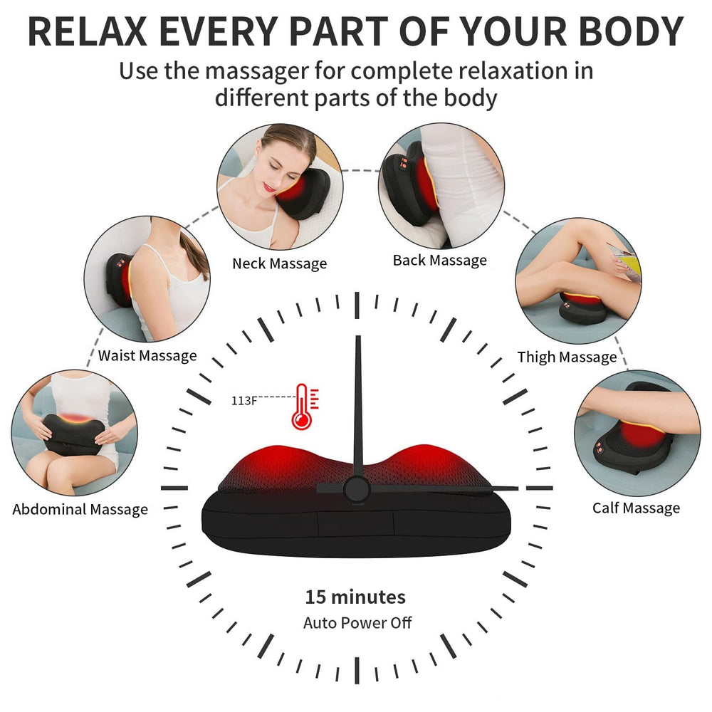 iKristin portable massage pillow for use at home, office, or in the car.