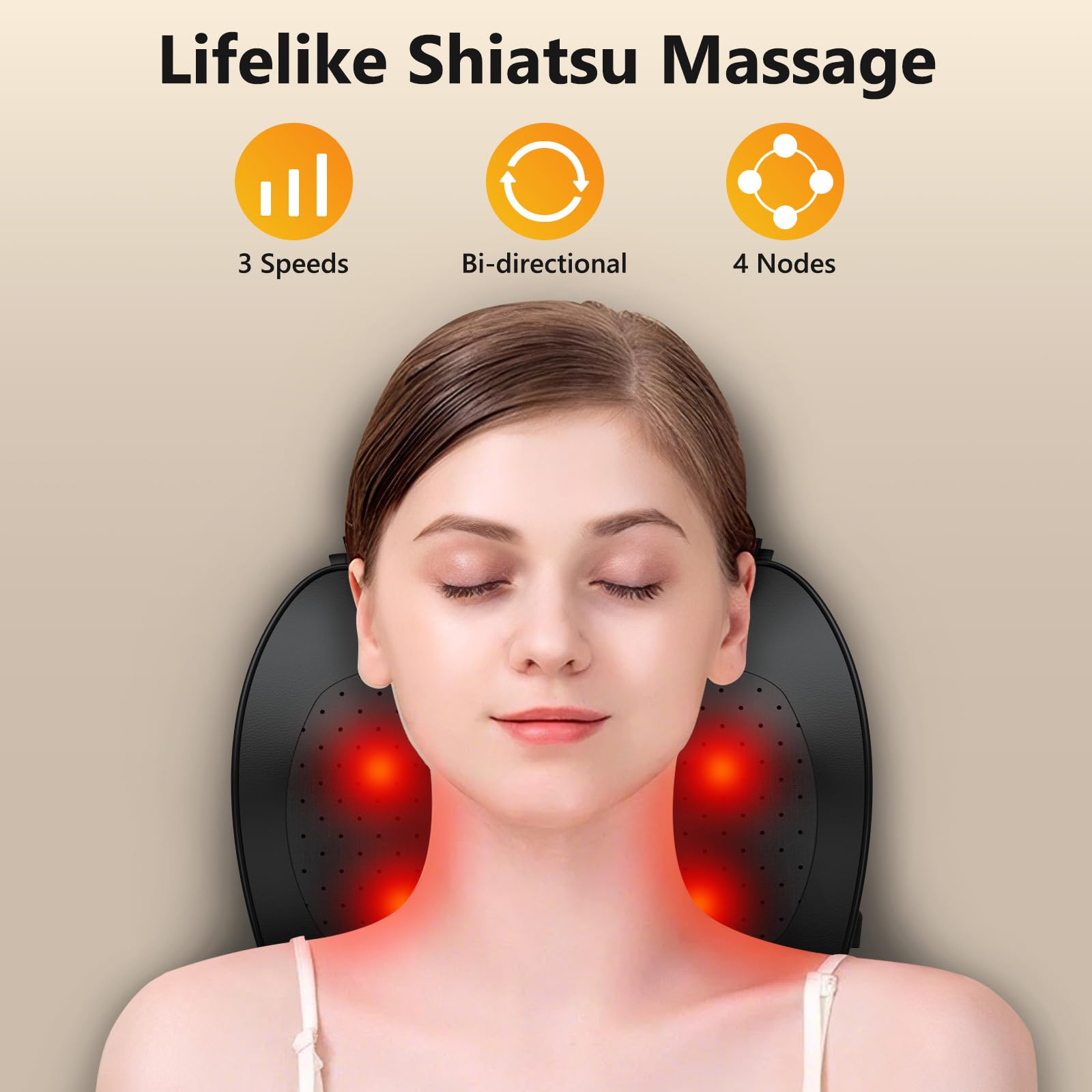 iKristin shiatsu neck massager with rotating nodes targets tension.