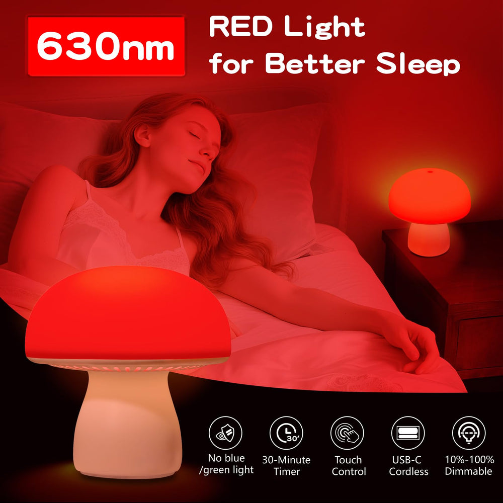 illuwise mushroom lamp with timer and dimming for customizable sleep routine