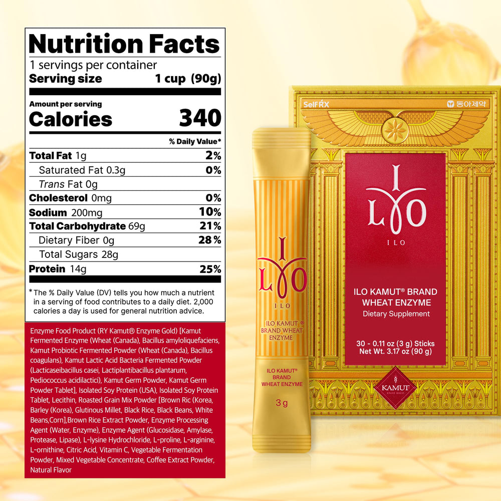 ILO Kamut Enzyme Complex stirring into a drink for digestion support
