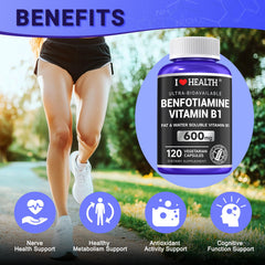 I LOVE HEALTH Benfotiamine capsule close-up showing size and texture