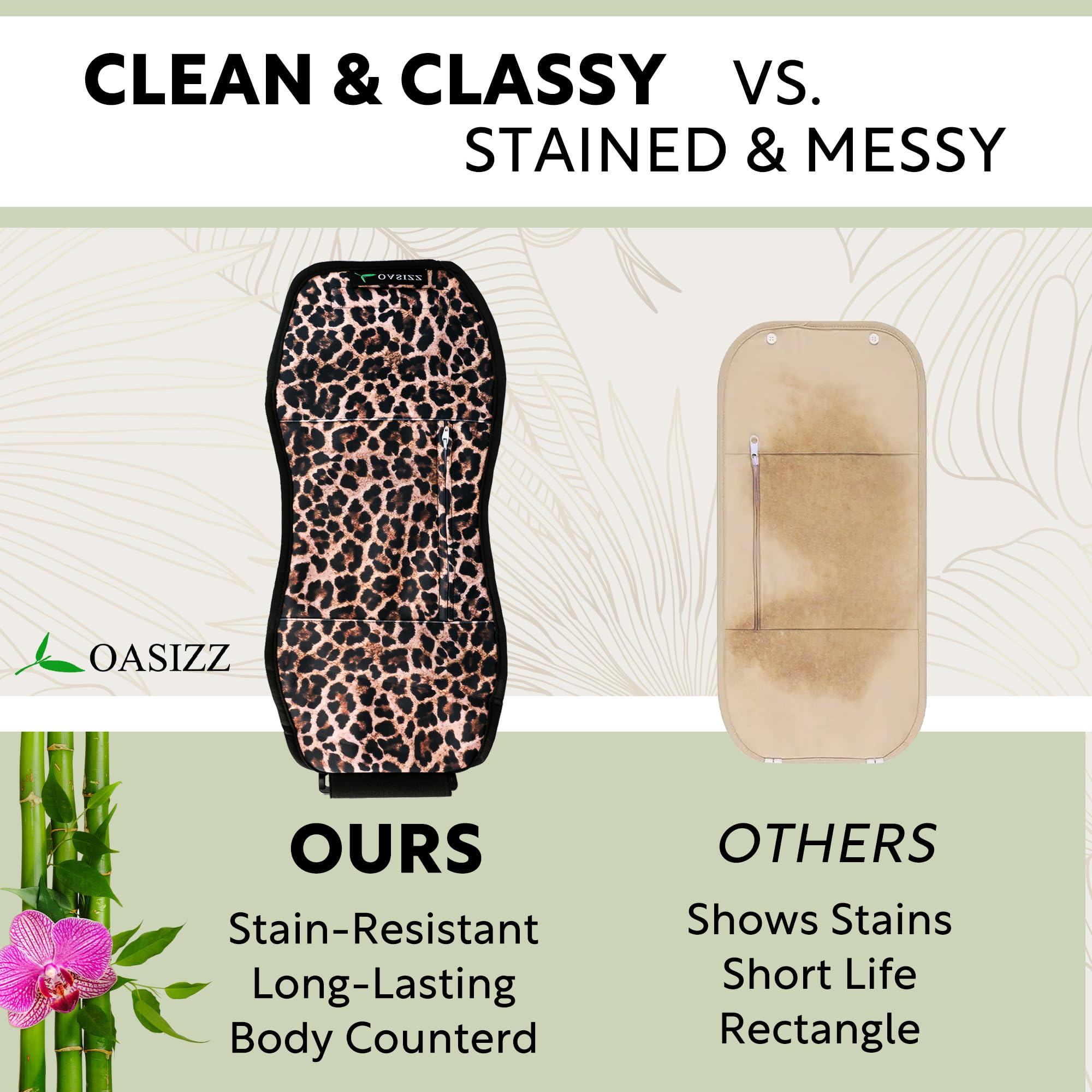 OASIZZ Reusable Castor Oil Pack Wrap for Stomach – 5-Piece, Adjustable 30–60 Inch, Cheetah Dark Fabric