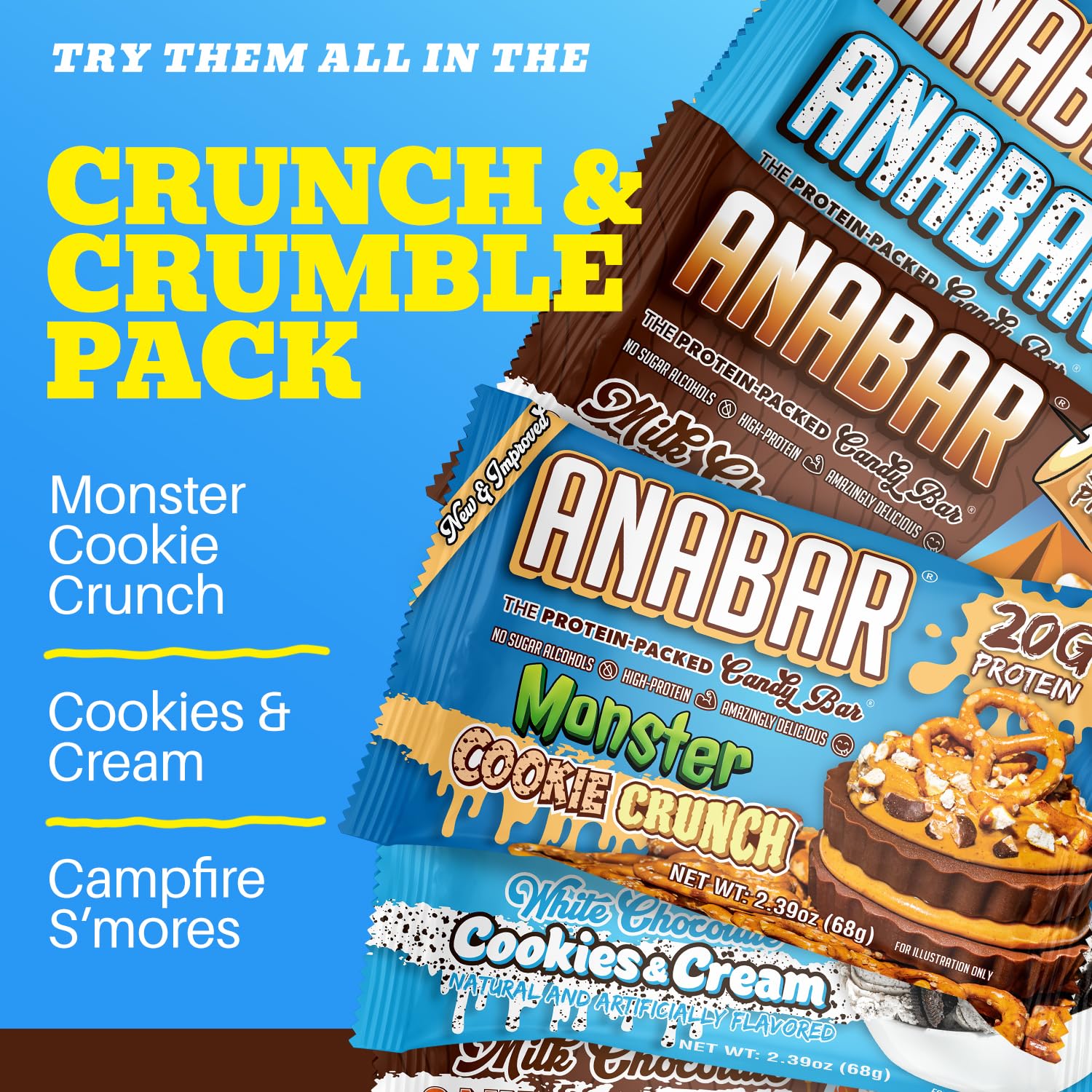 Final Boss Anabar Monster Cookie Crunch bar highlighting 20g protein.