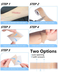 Silicone Scar Sheets, Silicone Scar Tape, 1.6" x 120" Medical Grade Scar Tape Removal Sheets for Surgical, C-Section, Burn Scars (2 Rolls-3M)