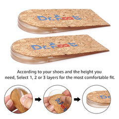 Dr. Foot's Heel Lift for Leg Length Discrepancies, Height Increase Insole for Heel Spurs, Heel Pain, Sports Injuries, and Achilles tendonitis (2 Layers: Small-Women's 4.5-9.5|Men's 6-8.5)