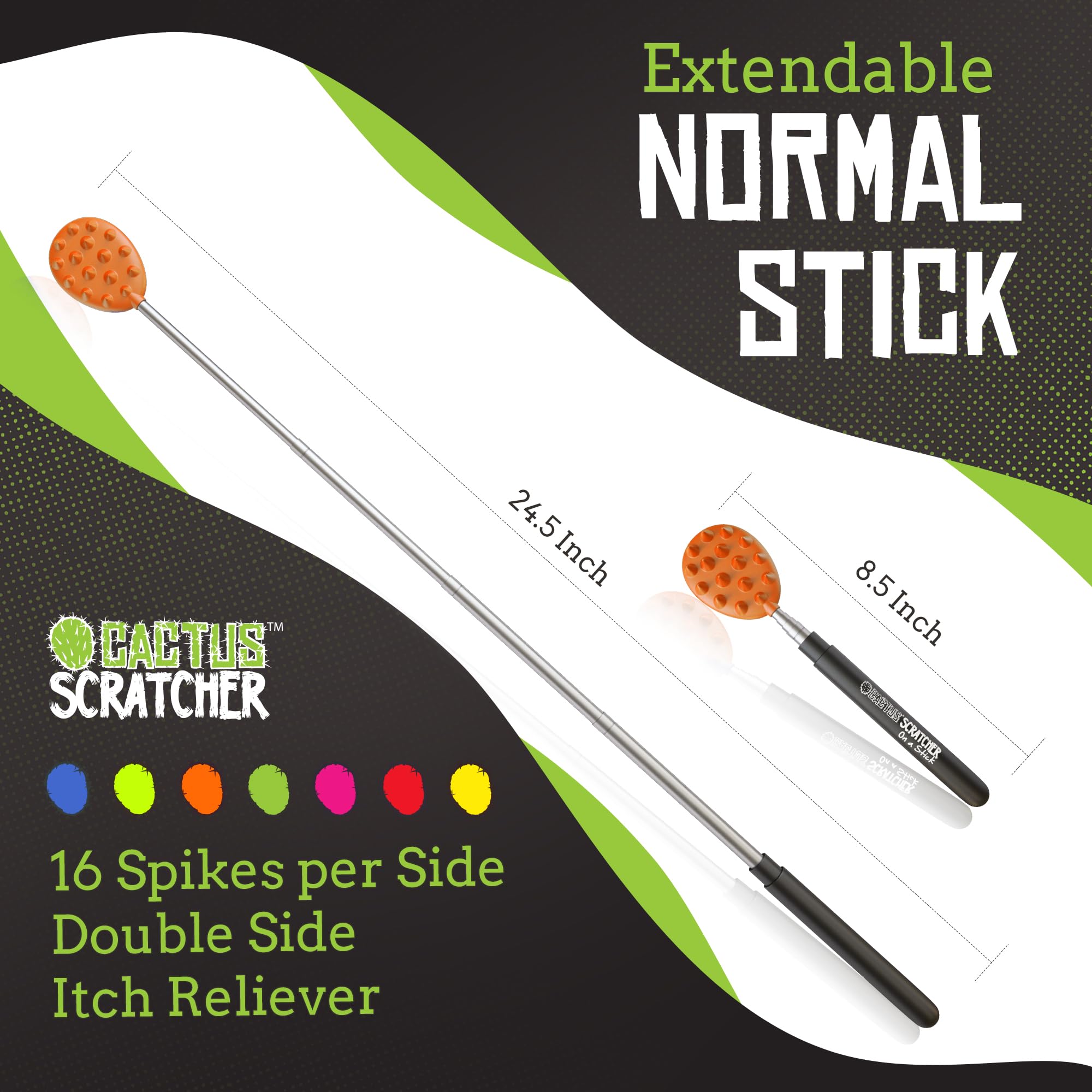 Cactus Scratcher in use on back provides comfortable leverage for difficult spots.