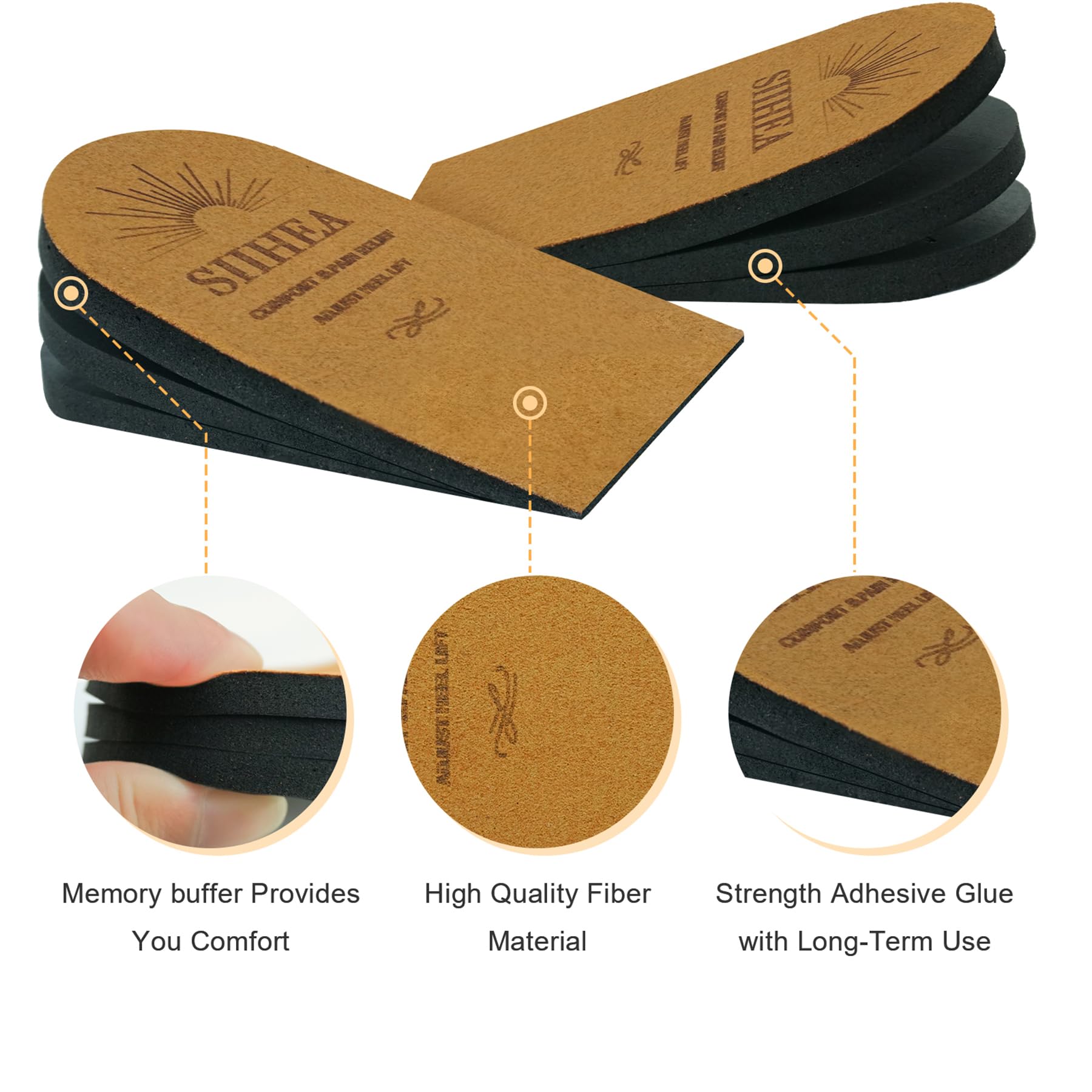 SIIHEA Adjustable Heel Lifts for Shoes, 1/4'' Height Increase Insoles for Achilles Tendonitis, Heel Pain, Leg Length Discrepancy, Plantar Fasciitis, Shoe Lifts (Large (1 Pair), Brown)