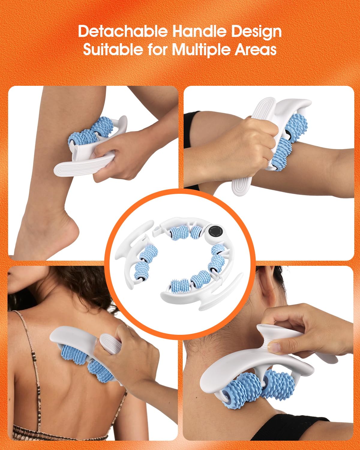 Rovista Anti Cellulite Massage Tool - Ergonomic Cellulite Remover for Legs and Arms with Detachable Handles - Smooth-Glide Lymphatic Drainage Massager for Tightened Skin and Boost Confidence (Blue)