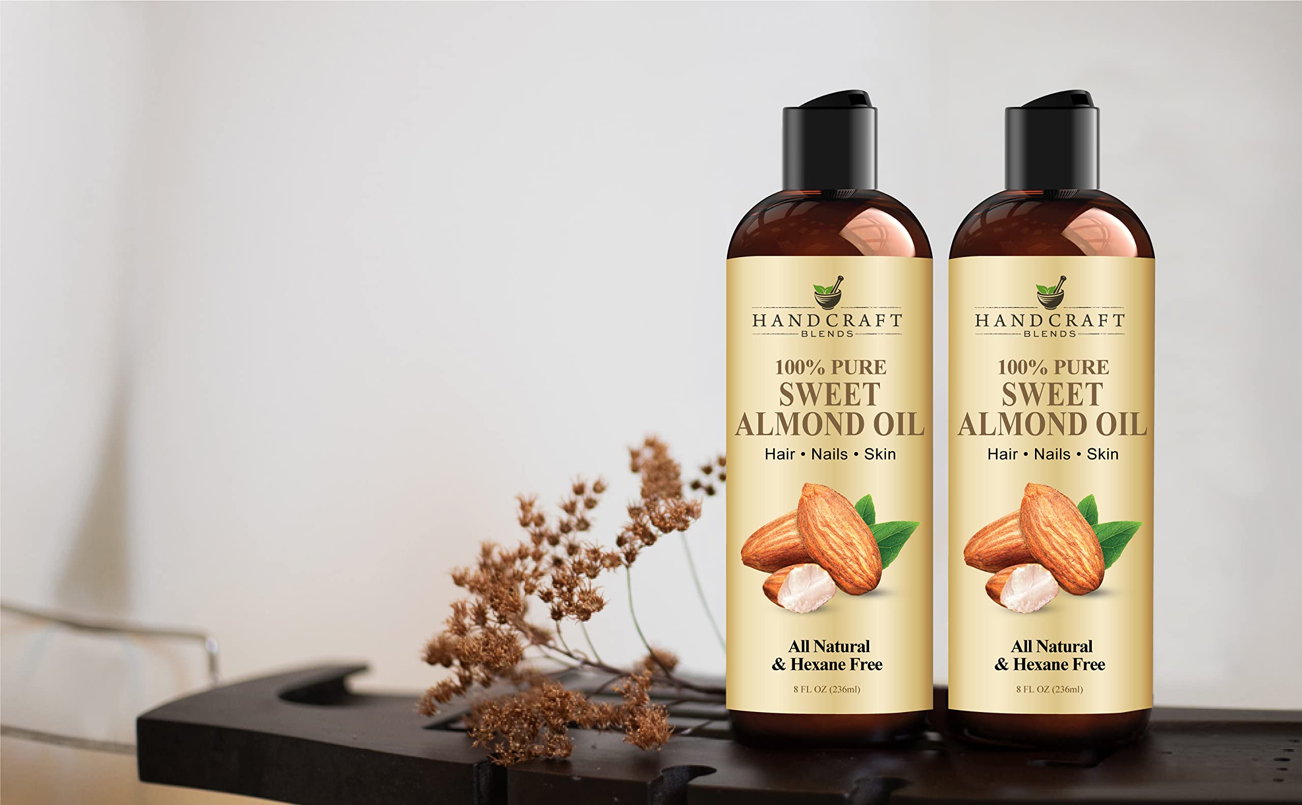 Handcraft Blends Aceite de Almendra Dulce - 8 oz - 100% Puro y Natural - Aceite Portador Premium para Piel y Cabello - Masaje - Libre de Hexano