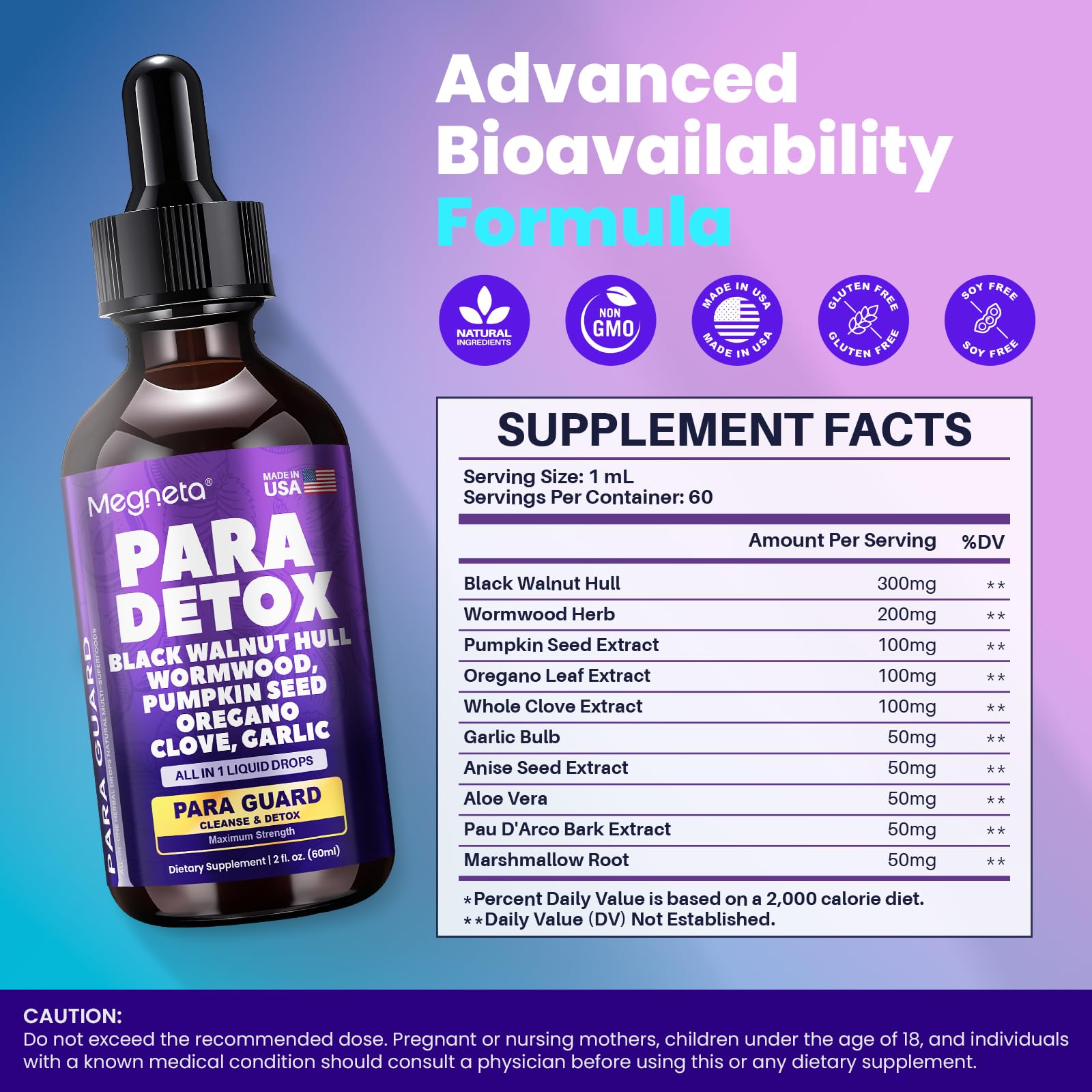 MEGNETA High-Potency Wormwood Detox: Gut Balance & Digestive Support