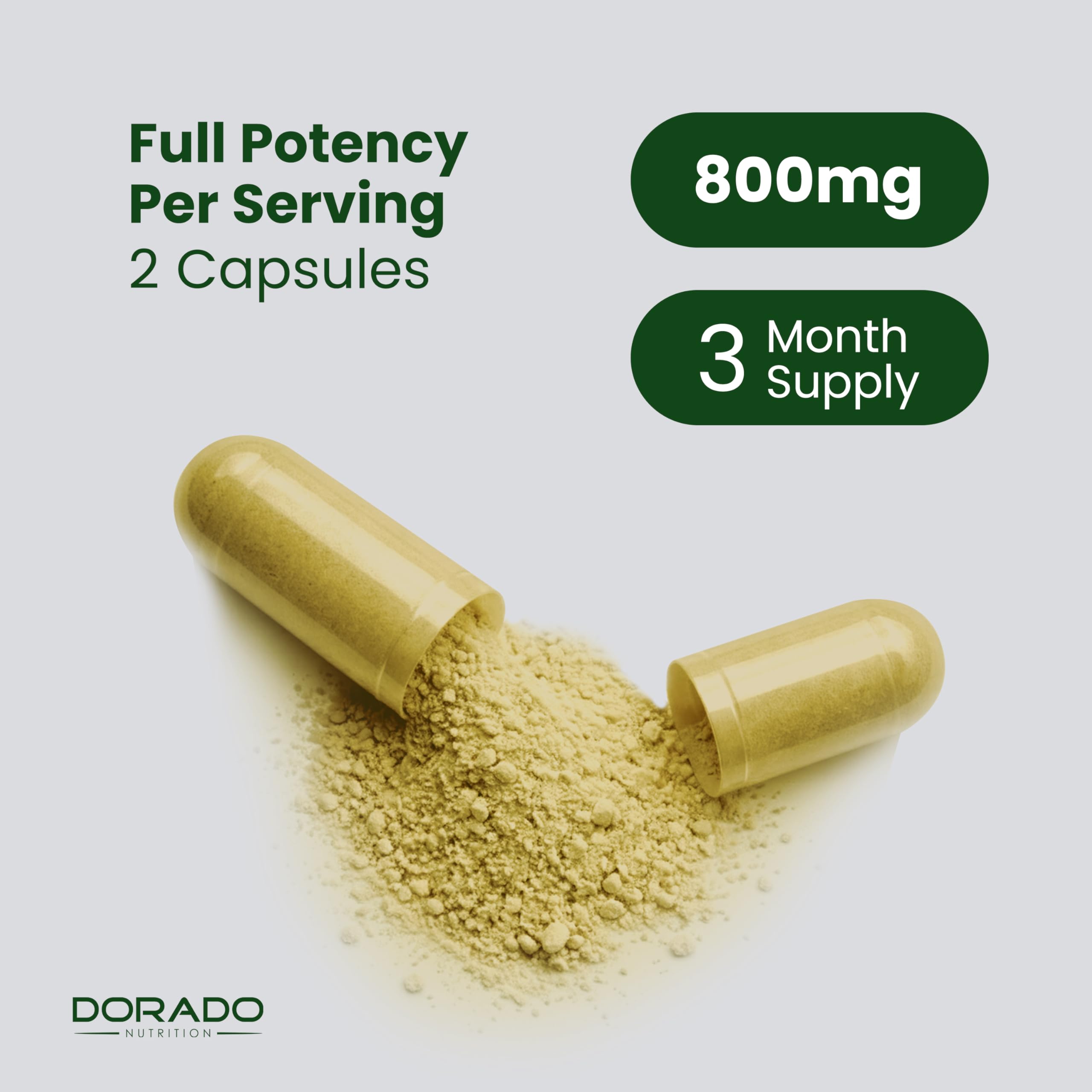 DORADO NUTRITION Moringa Orgánica en Cápsulas: 800 mg por Porción, 180 Cápsulas (3 Meses) - Hecho en Estados Unidos