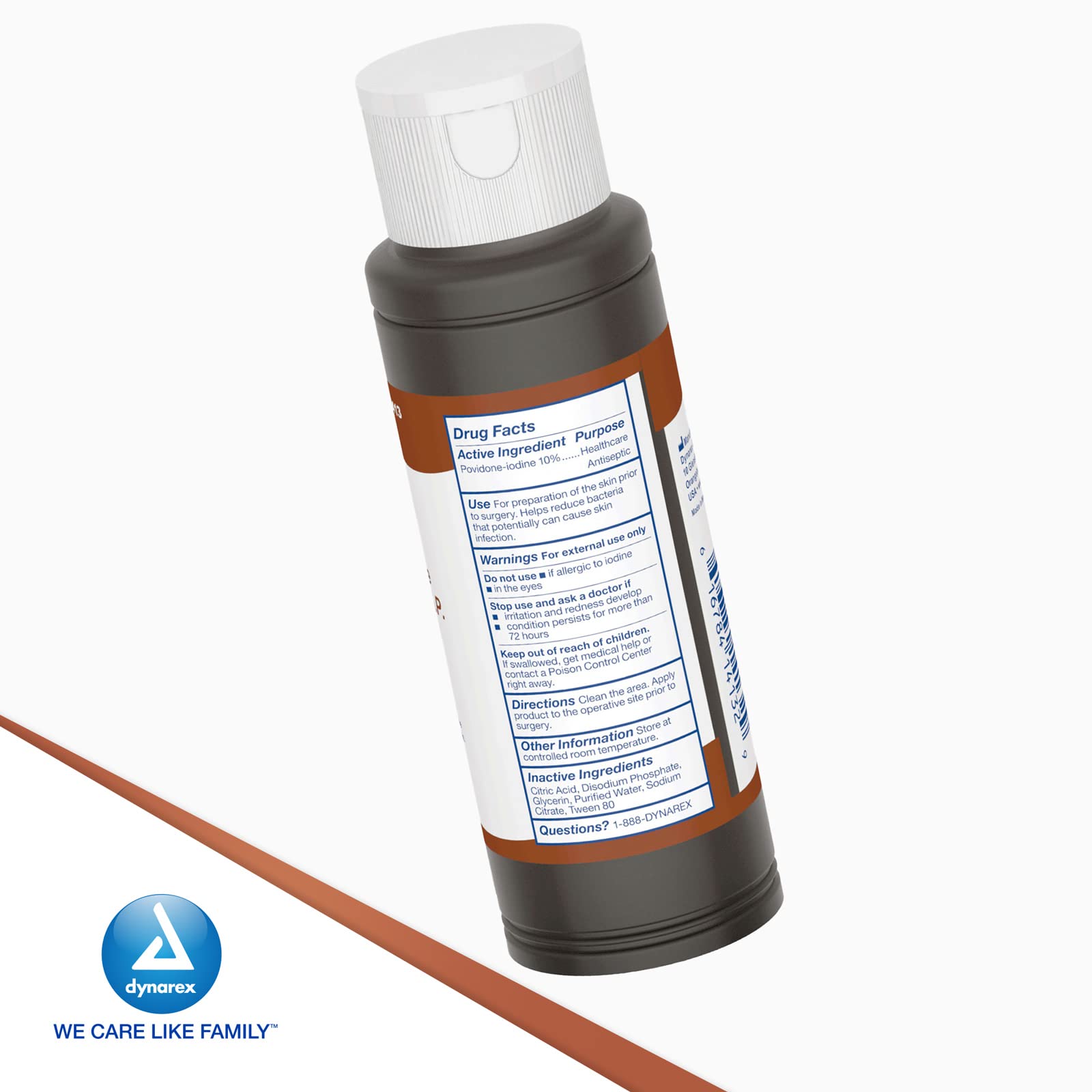 Dynarex Povidona-Yodo 10% – Solución Antiséptica para Piel y Mucosas, Preparación Quirúrgica, 4 onzas líquidas