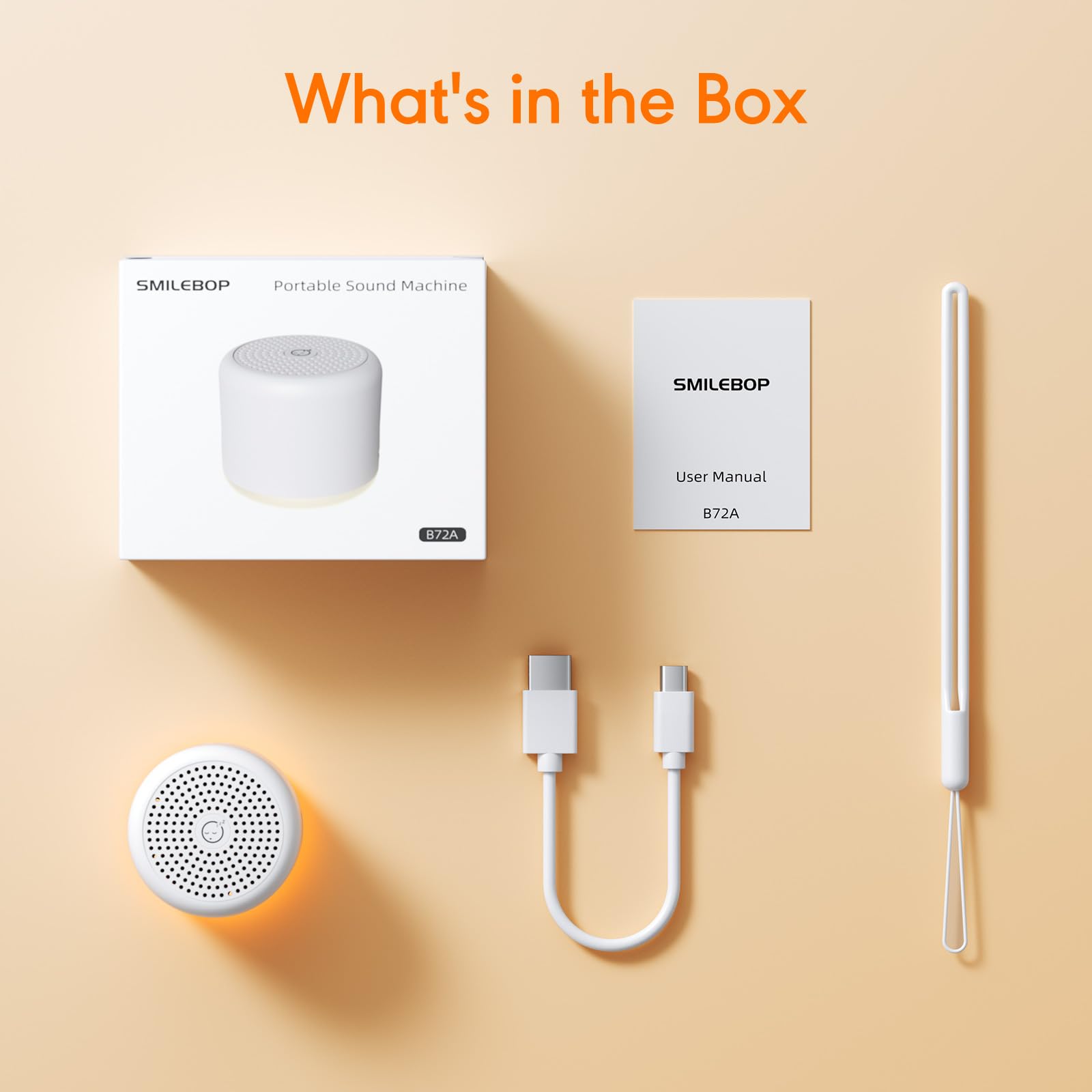 SMILEBOP Máquina de Ruido Blanco con Luz Nocturna — Ultra-Compacta y Portátil, 18 Sonidos y Batería de 20 Horas