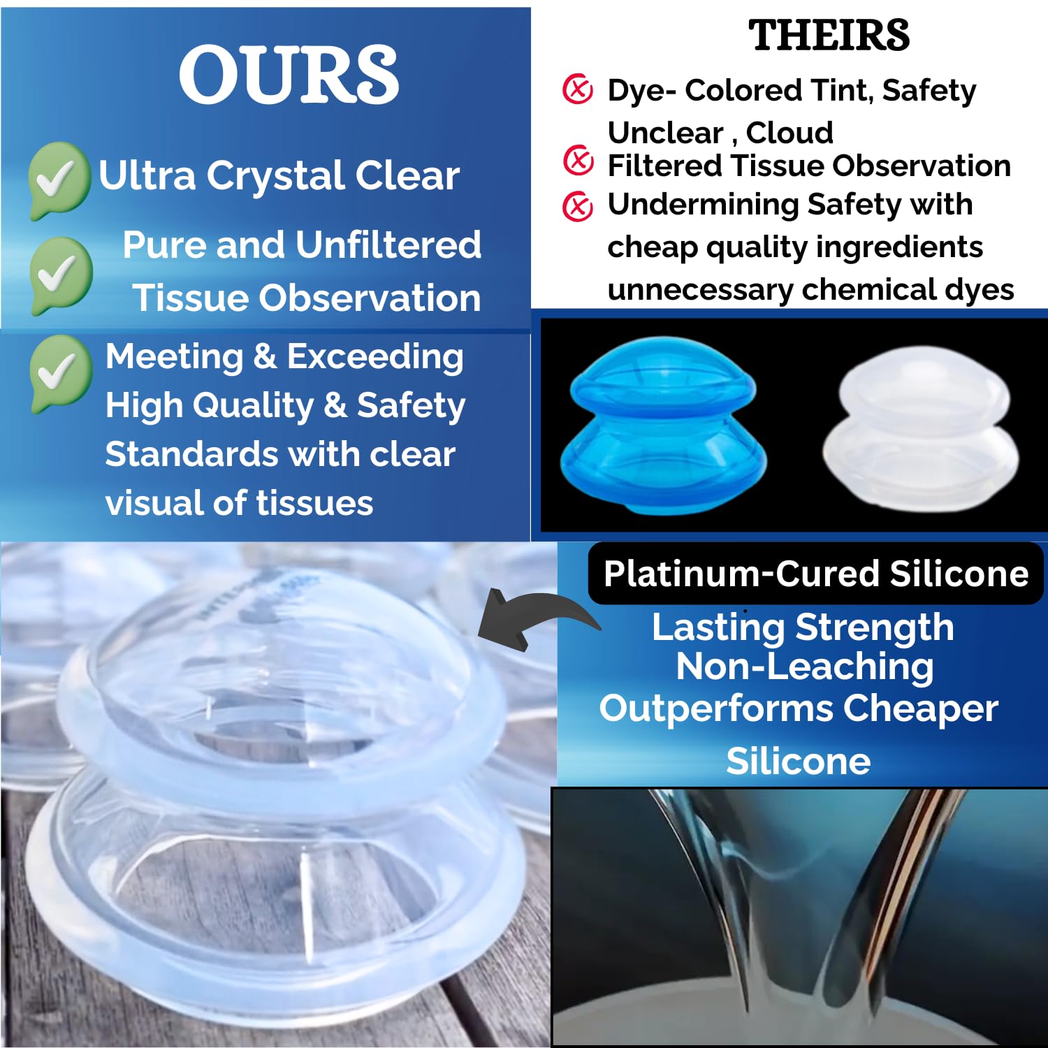Cupping Warehouse TM Supreme 4 – Set de 4 copas de silicona médica para principiantes