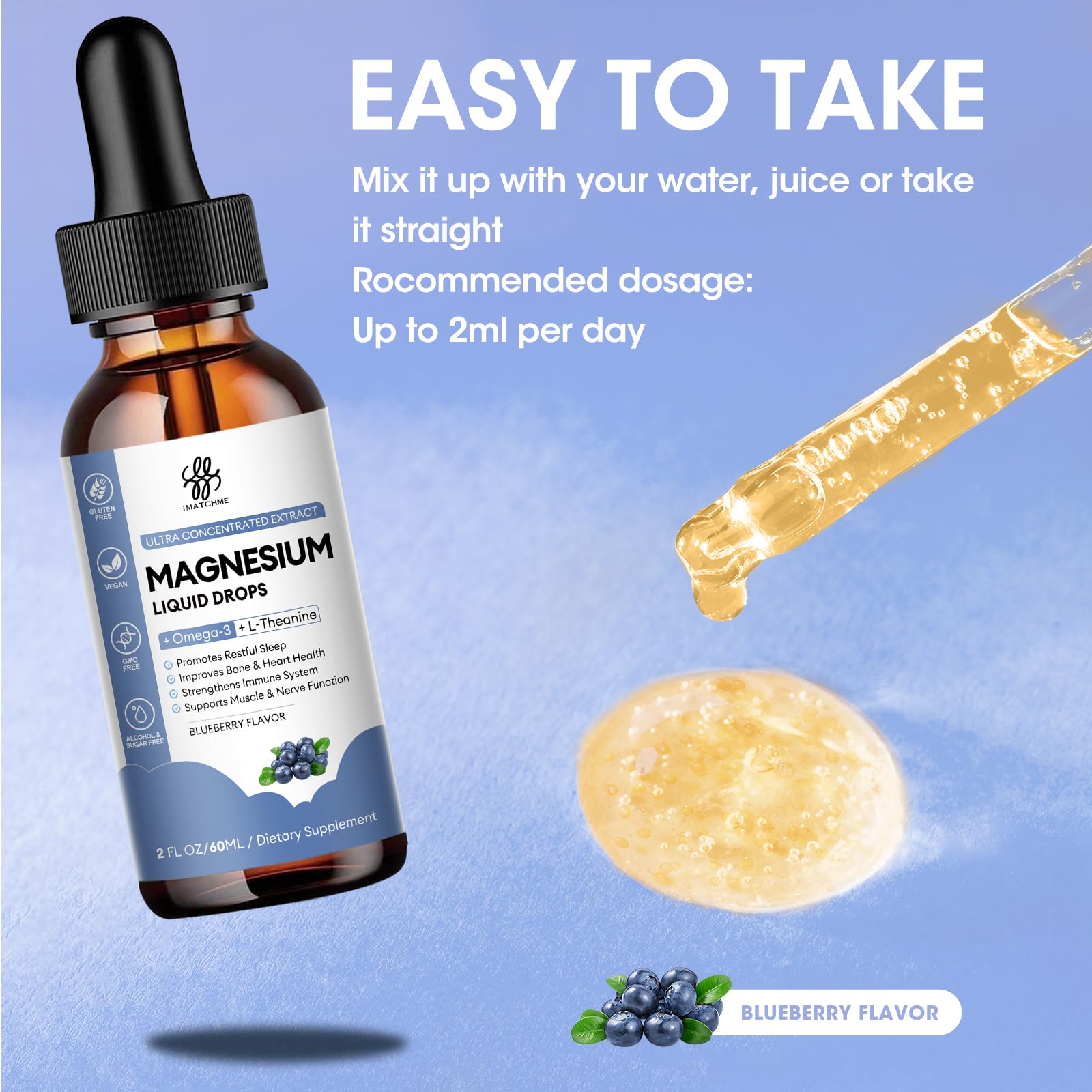 iMATCHME glass with drops added to water for easy mixing