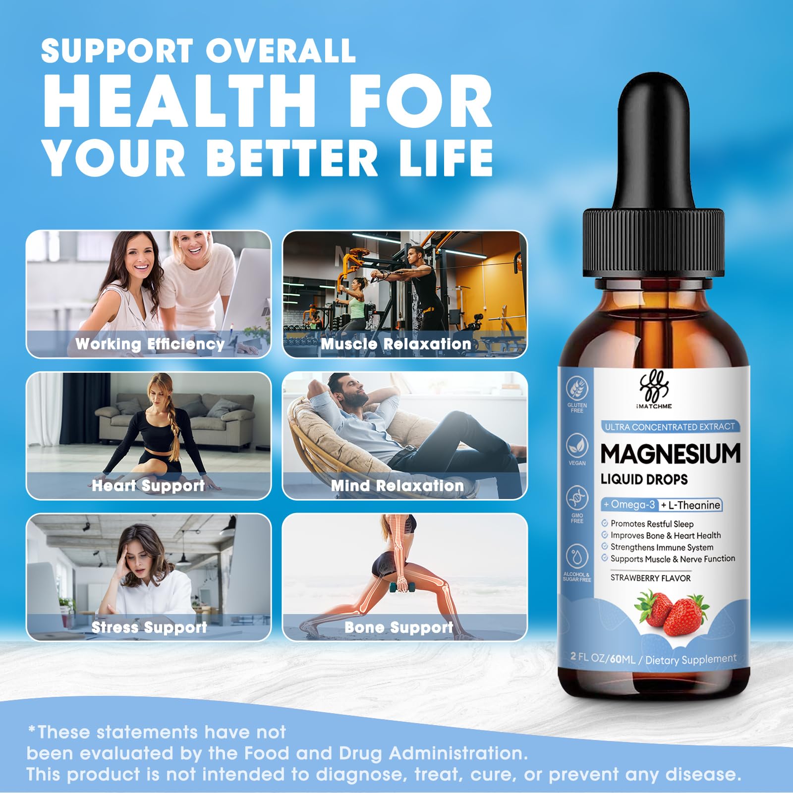 iMATCHME label highlights the magnesium blend and added ingredients for wellness