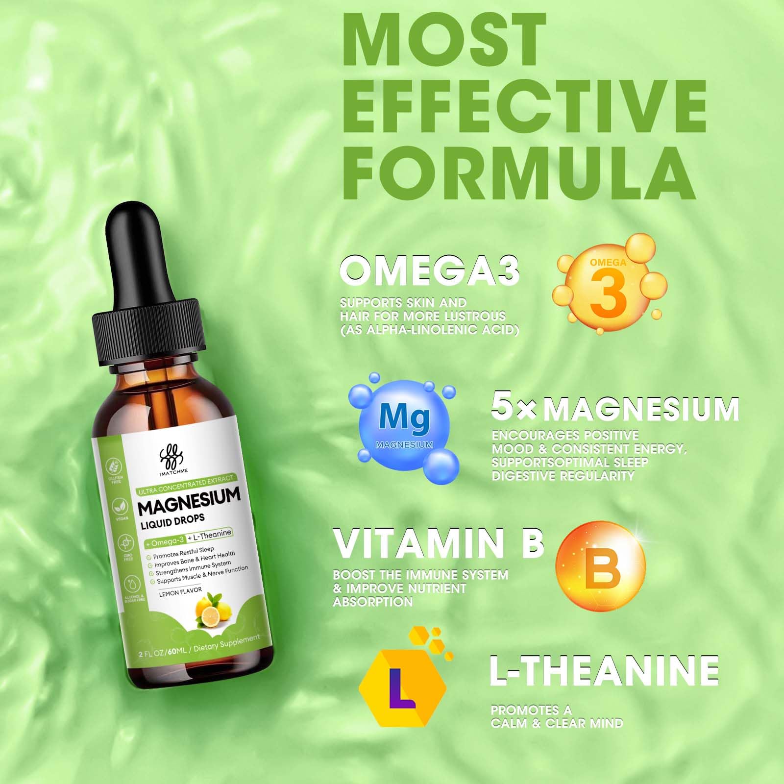 iMATCHME lemon-flavored magnesium drops ready to mix with drinks.