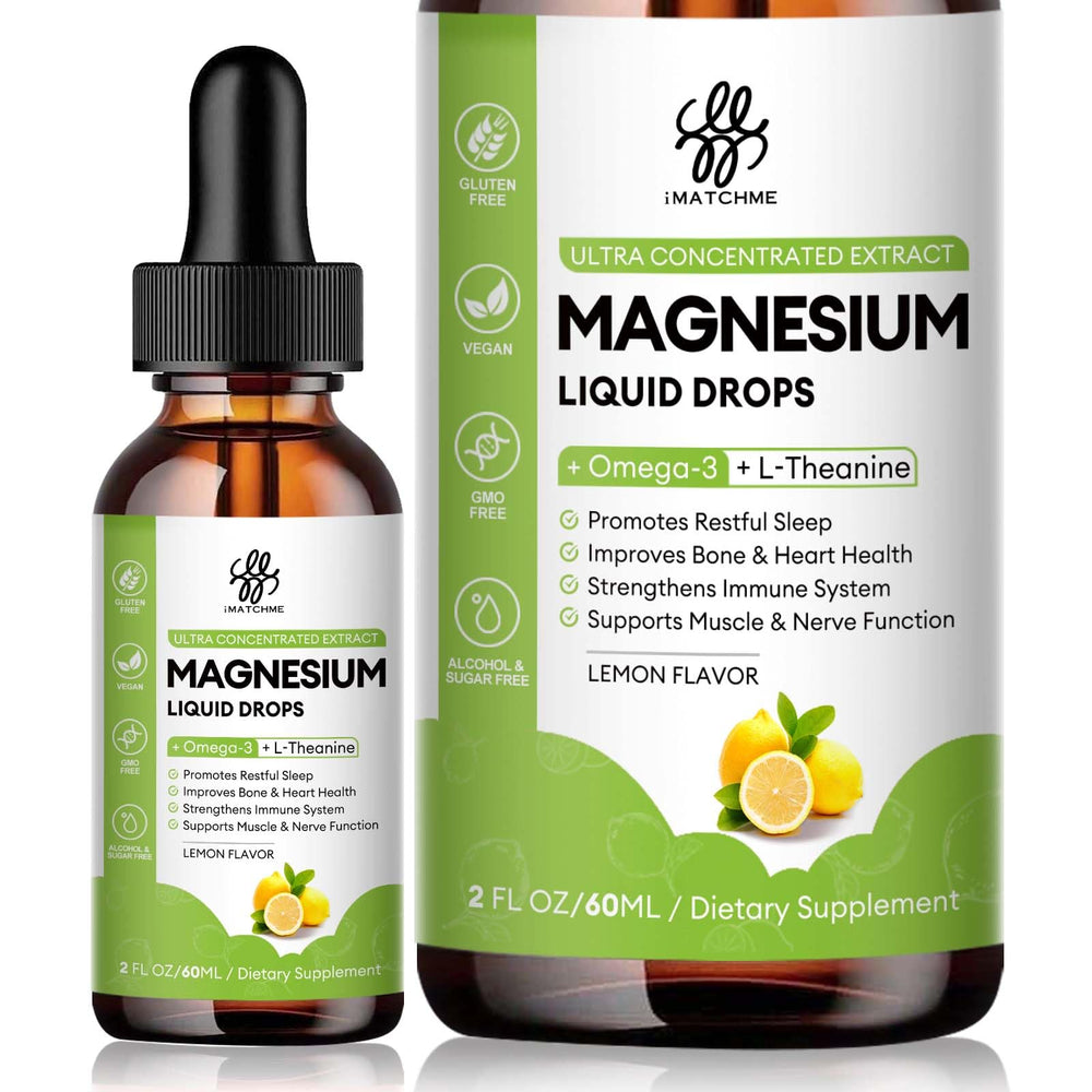 iMATCHME magnesium complex liquid bottle with lemon flavor for easy daily use.