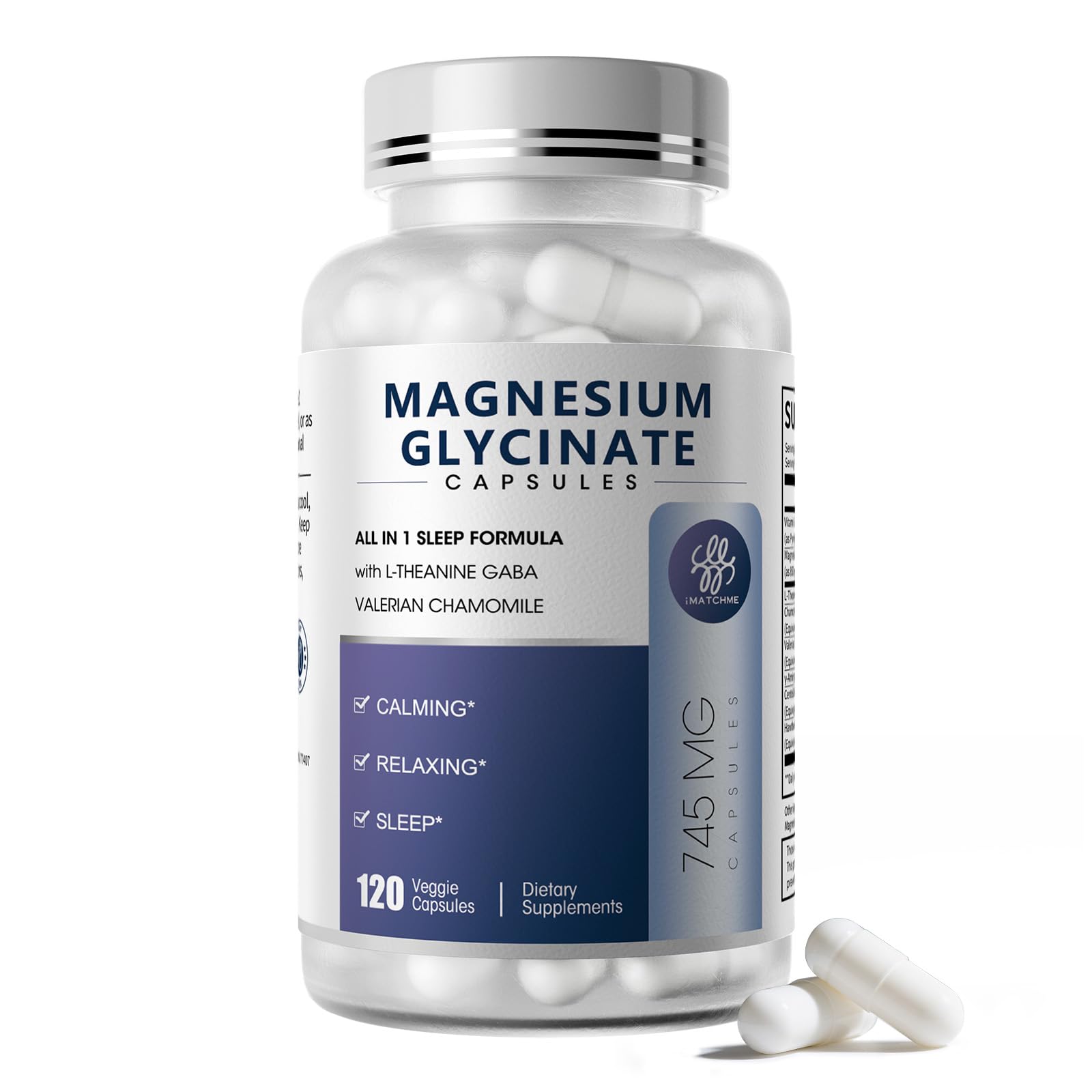 iMATCHME magnesium glycinate bottle highlights high absorption sleep support
