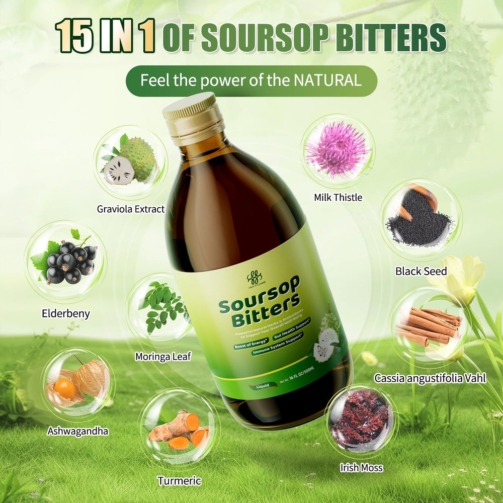 iMATCHME Soursop Bitters being poured for daily immune support.