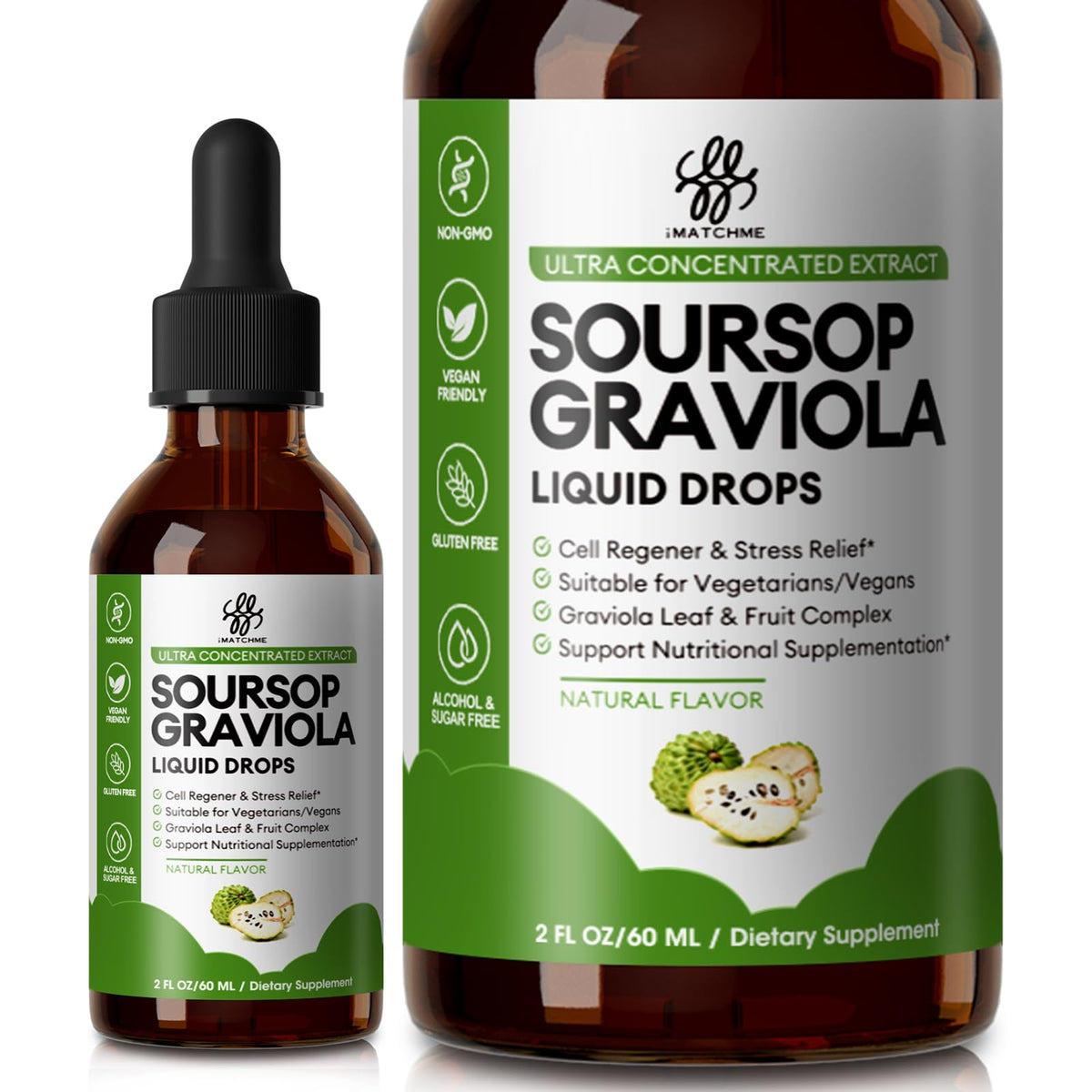 iMATCHME Soursop Graviola drops bottle shown for convenient daily use