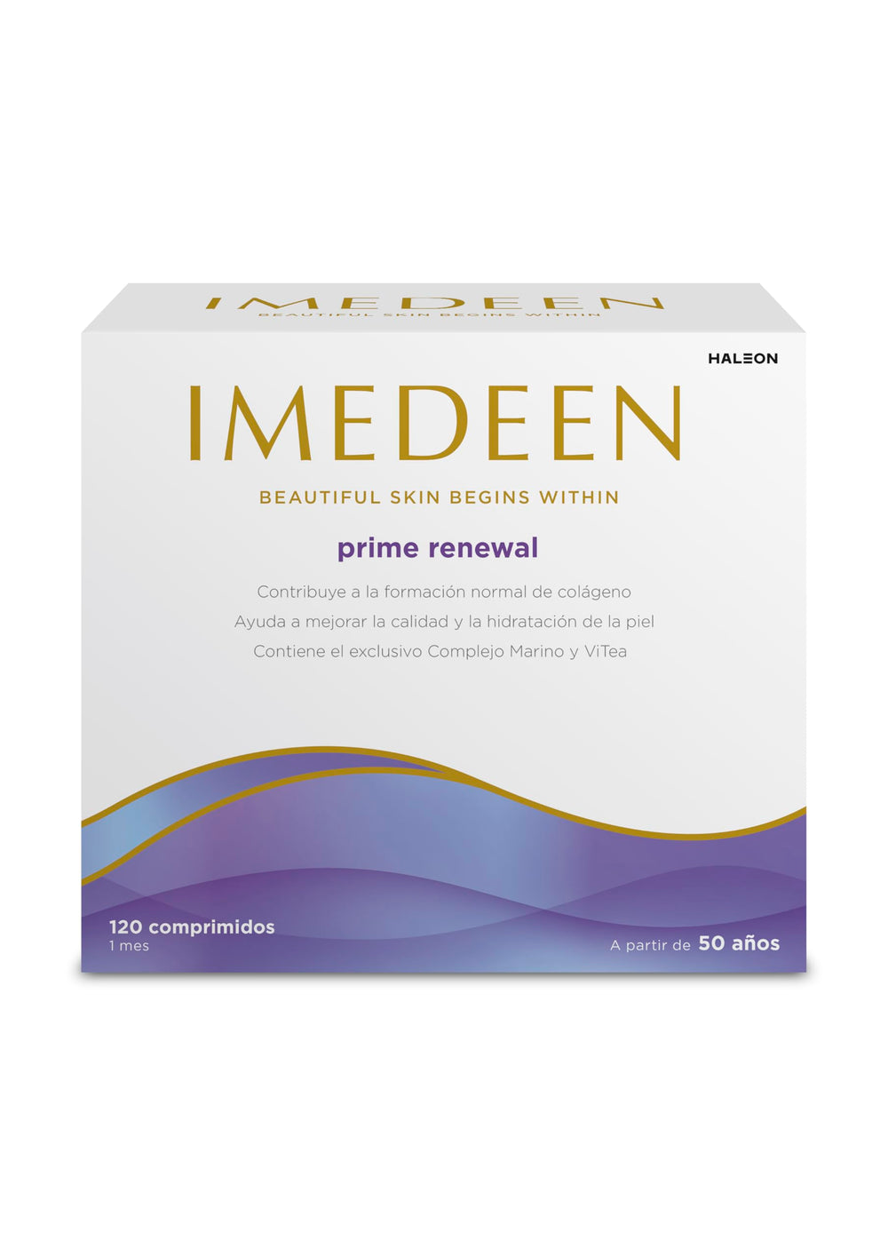 Imedeen Prime Renewal bottle close-up for daily skin support.